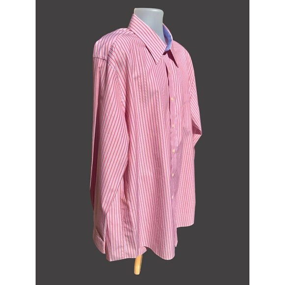 W.H. BELK WEAR PERFECT RED STRIPED LONG SLEEVE BUTTON DOWN COTTON SHIRT SIZE 2XL - Picture 4 of 7